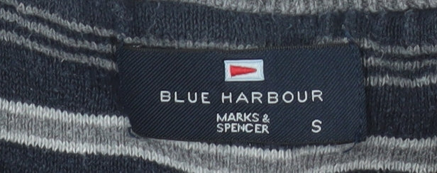 Marks and Spencer Blue Harbour Men's Grey Cotton V-Neck Jumper Size S