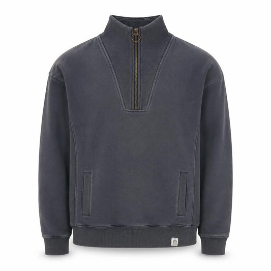 Front view of FatFace Men's Grey 1/2 Zip Sweatshirt S Regular Fit Cotton Blend