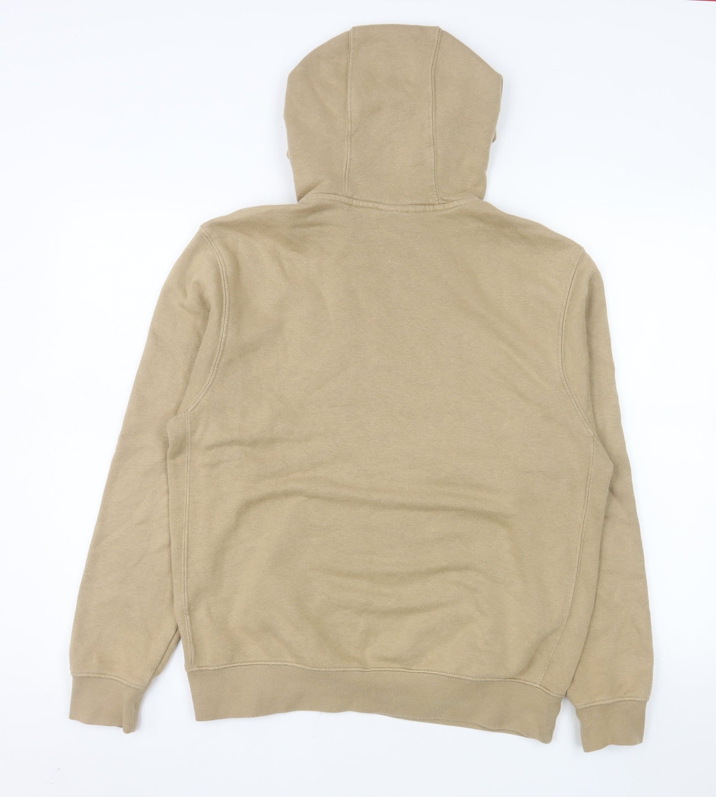 Nike Men Beige Pullover Hoodie S Fleece Lined Logo Regular Fit