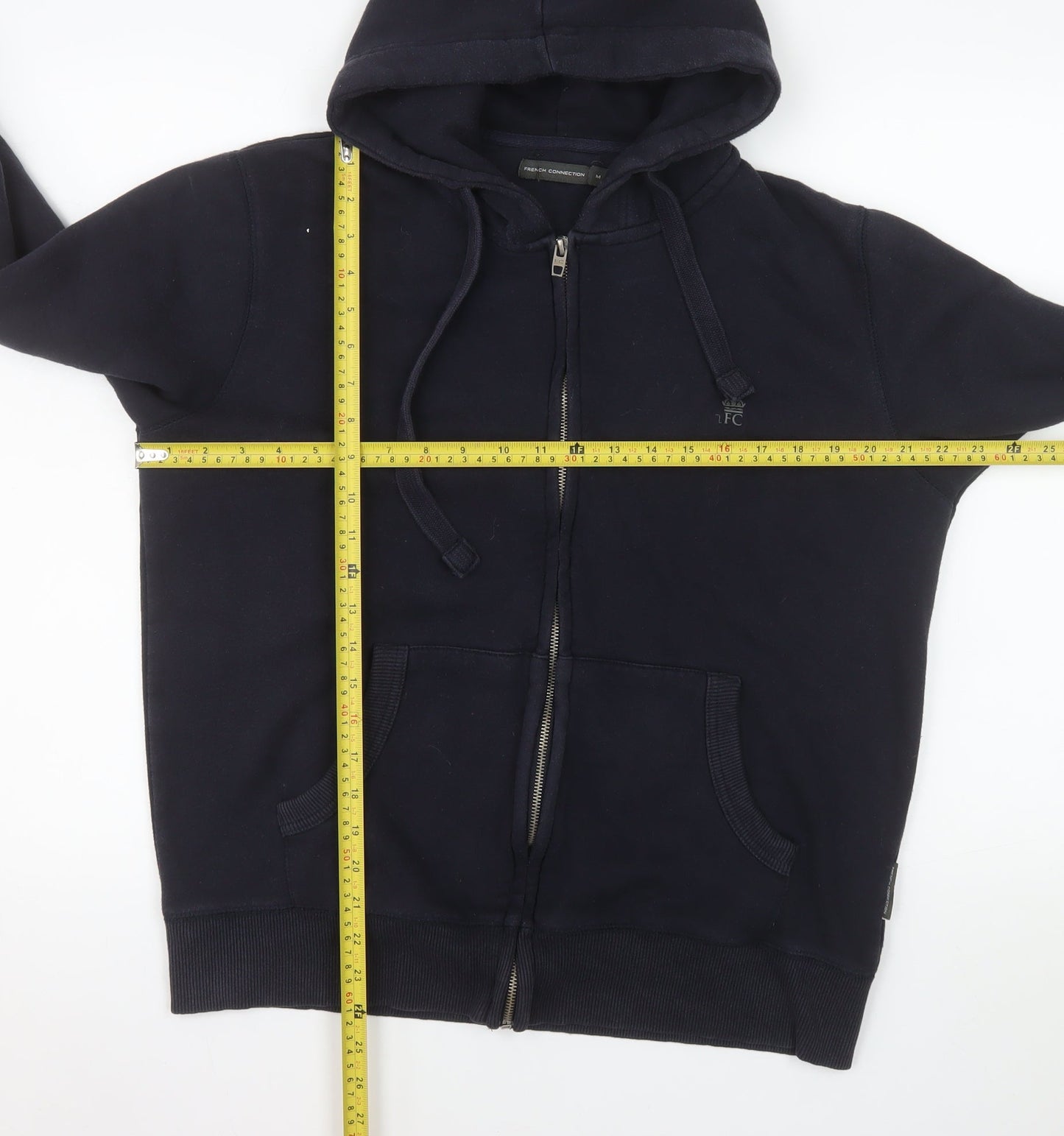 French Connection Men’s Blue Hooded Zip Jacket Size M