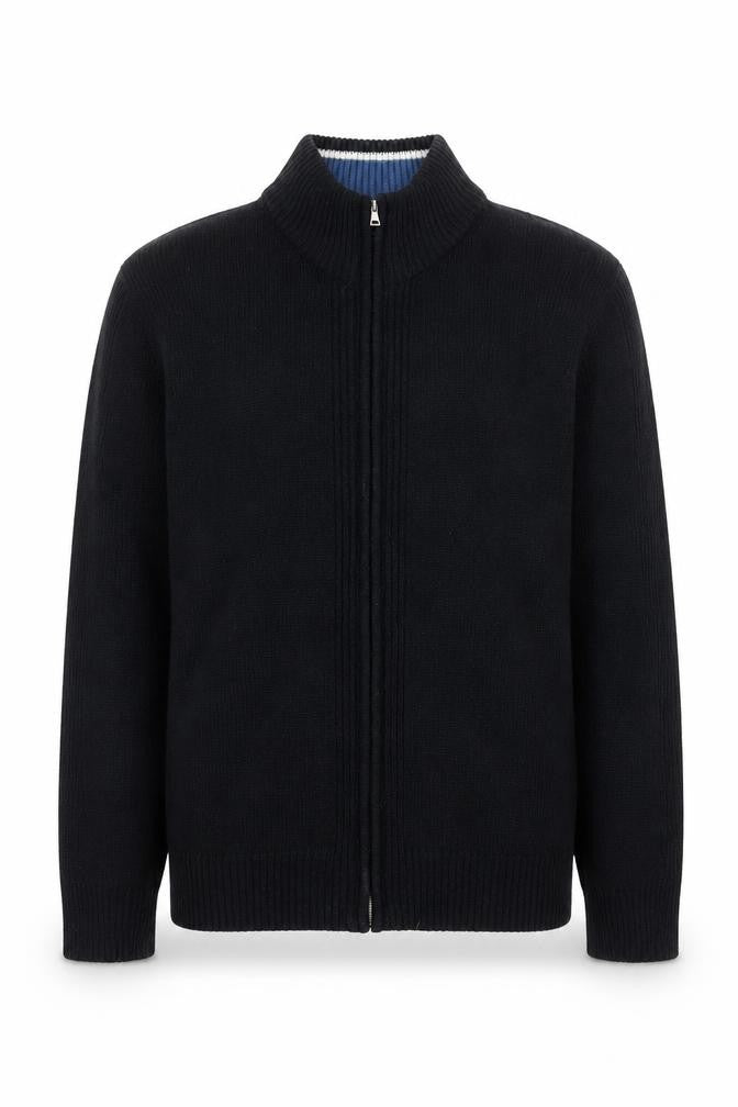 Oscar De La Renta Men's Black Full Zip Knit Jacket Size L