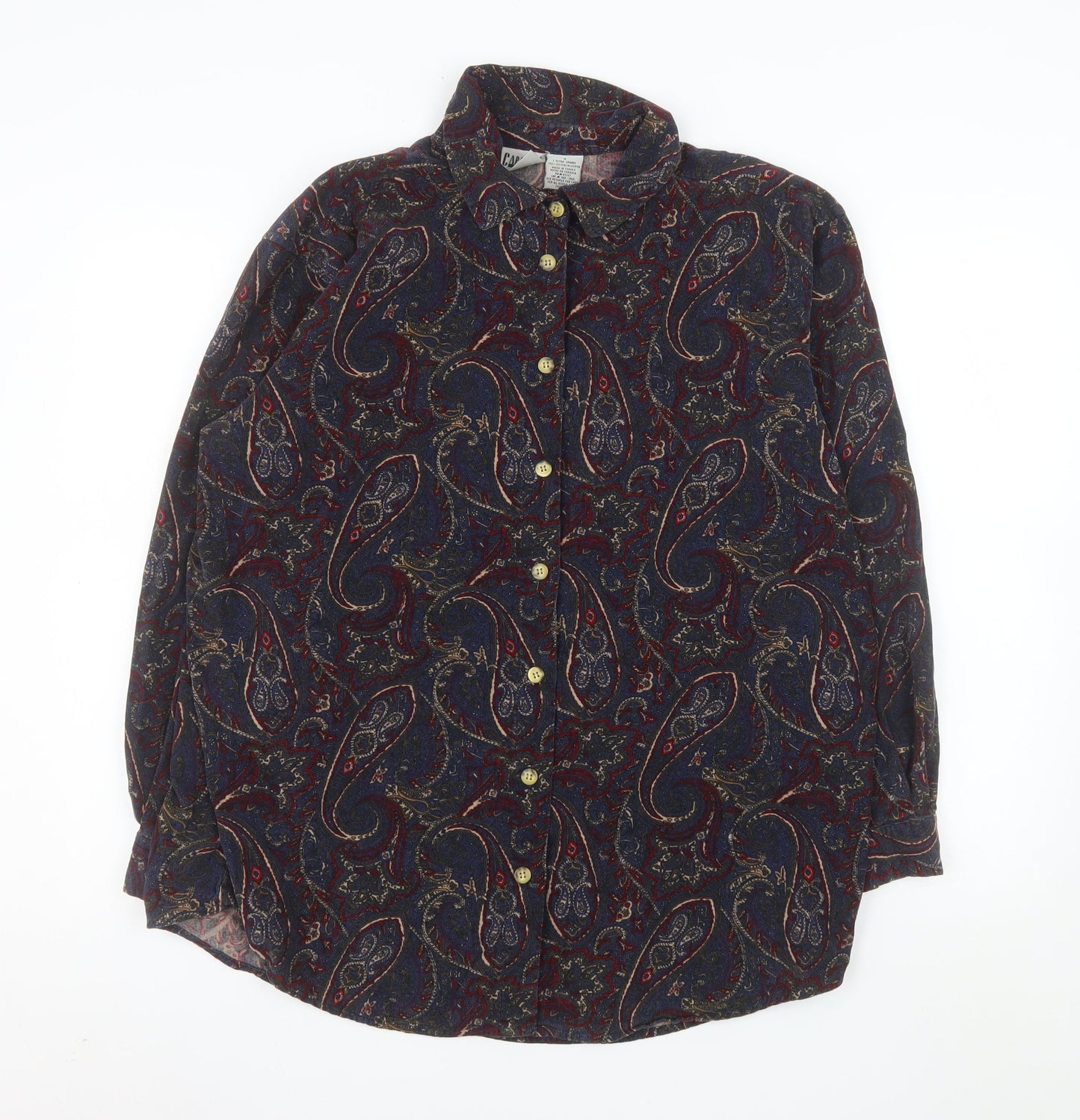 Capacity Men’s Multicoloured Paisley Cotton Long Sleeve Button-Up Shirt XL