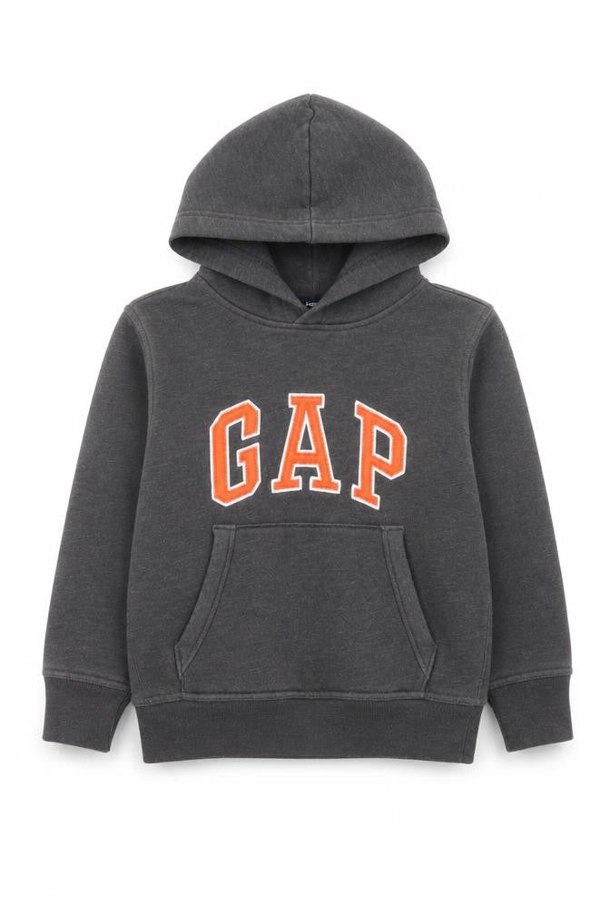 Gap Boys Grey Pullover Hoodie 6-7 Years Cotton Blend Casual Sweatshirt