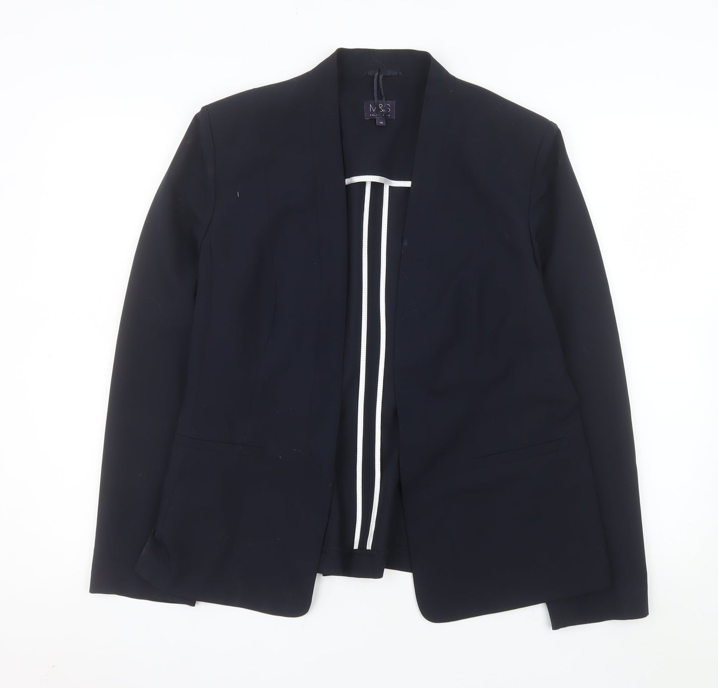 Marks and Spencer Women Black Single-Breasted Blazer Size 16