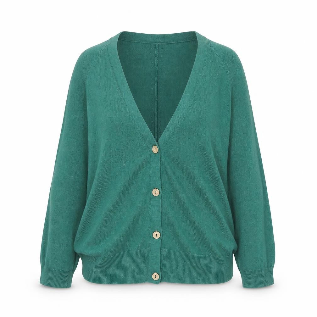 Marks & Spencer Women Green Relaxed Fit V-Neck Button Cardigan Size 16