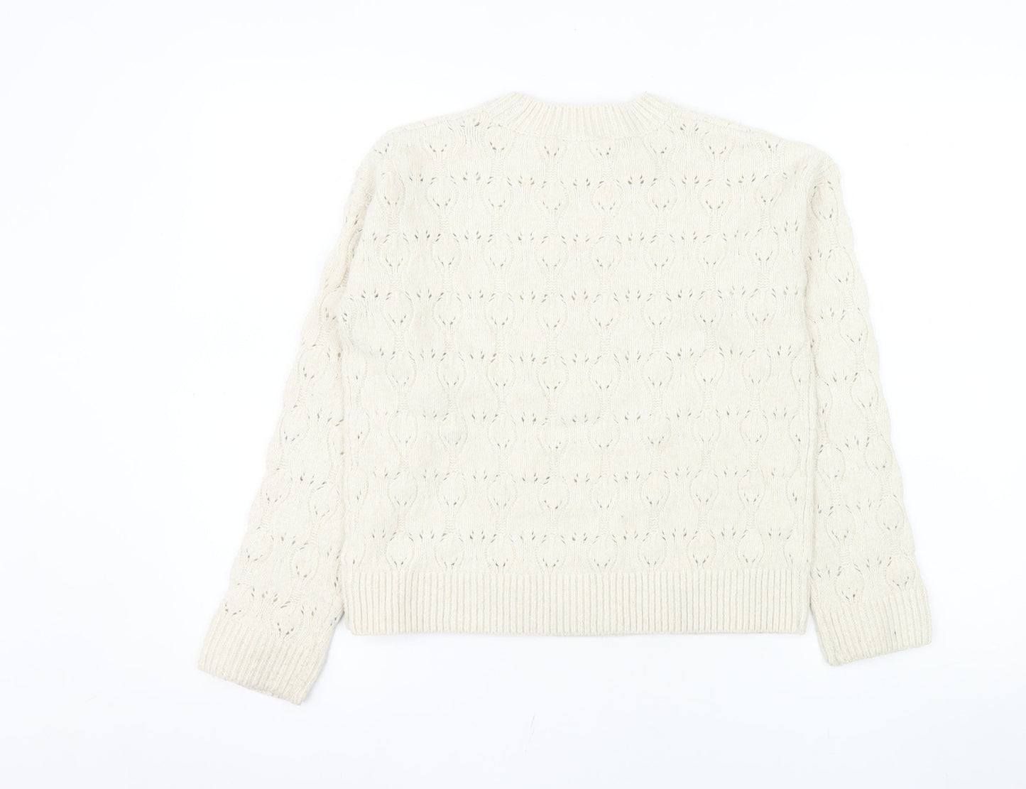 John Lewis Girls Ivory Long Sleeve Pullover Jumper Age 10 Polyester Blend