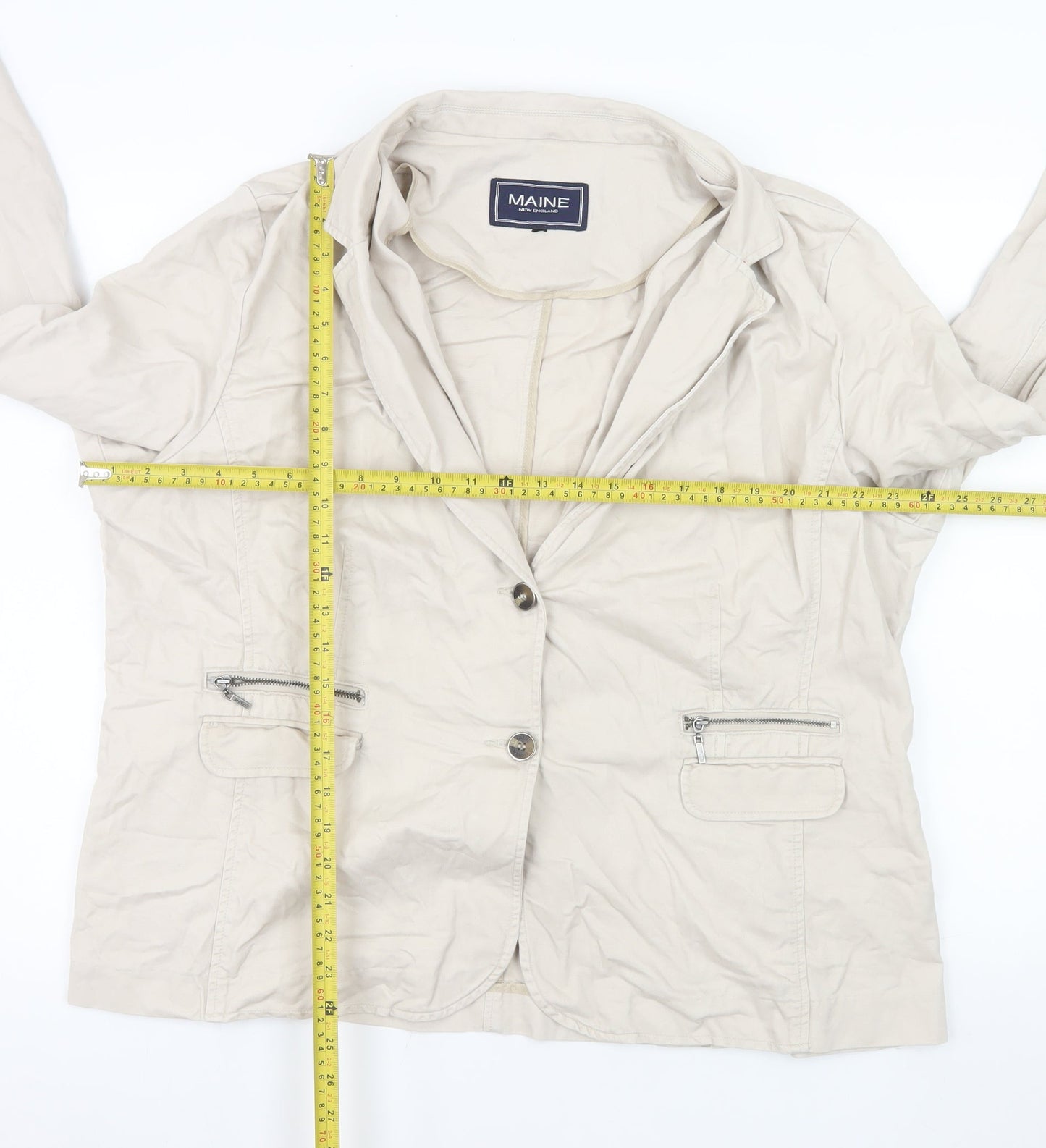 Maine New England Women's Beige Cotton Single-Breasted Blazer Size 22