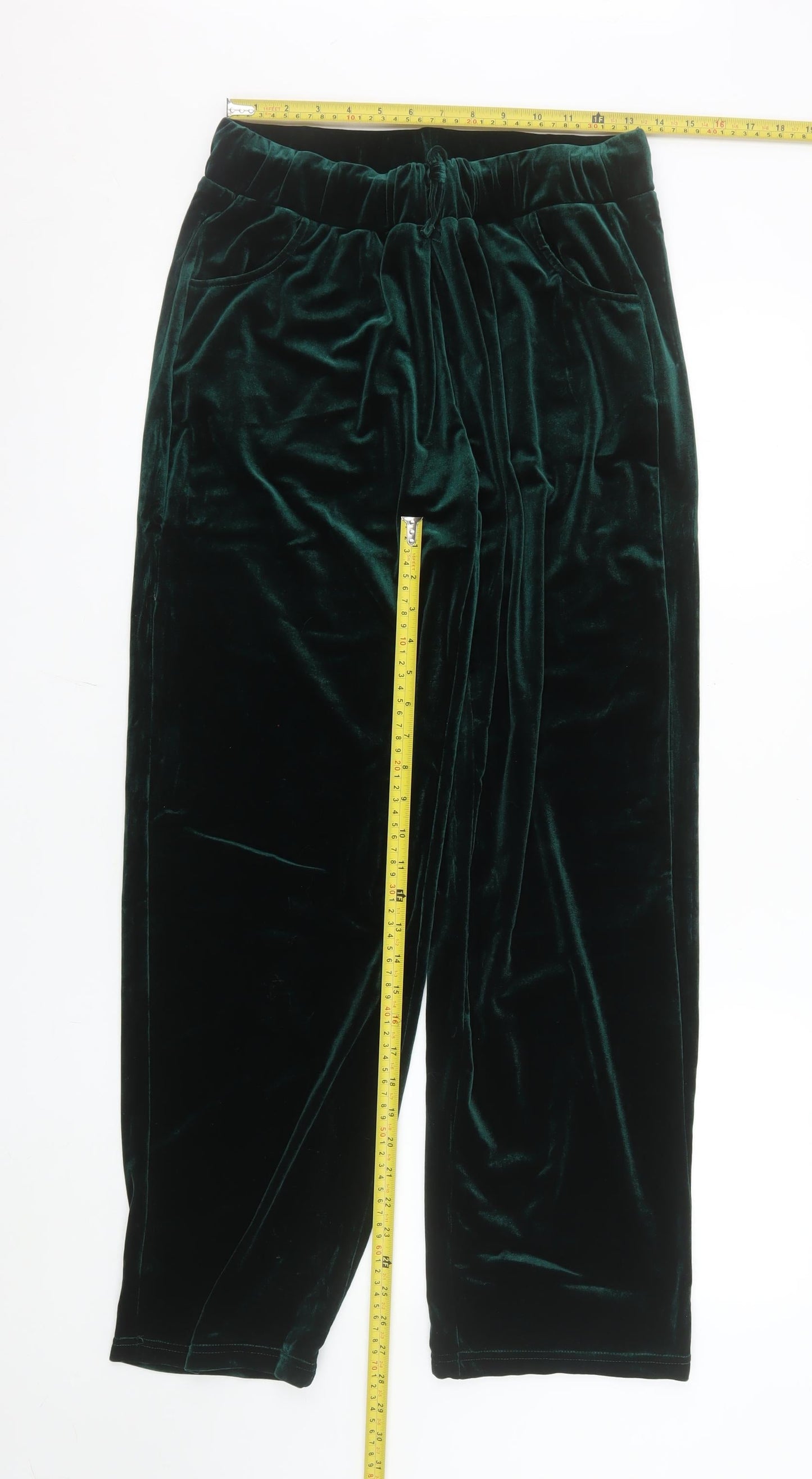 Pour Moi Womens Green Velvet Stretch Trousers Size 14