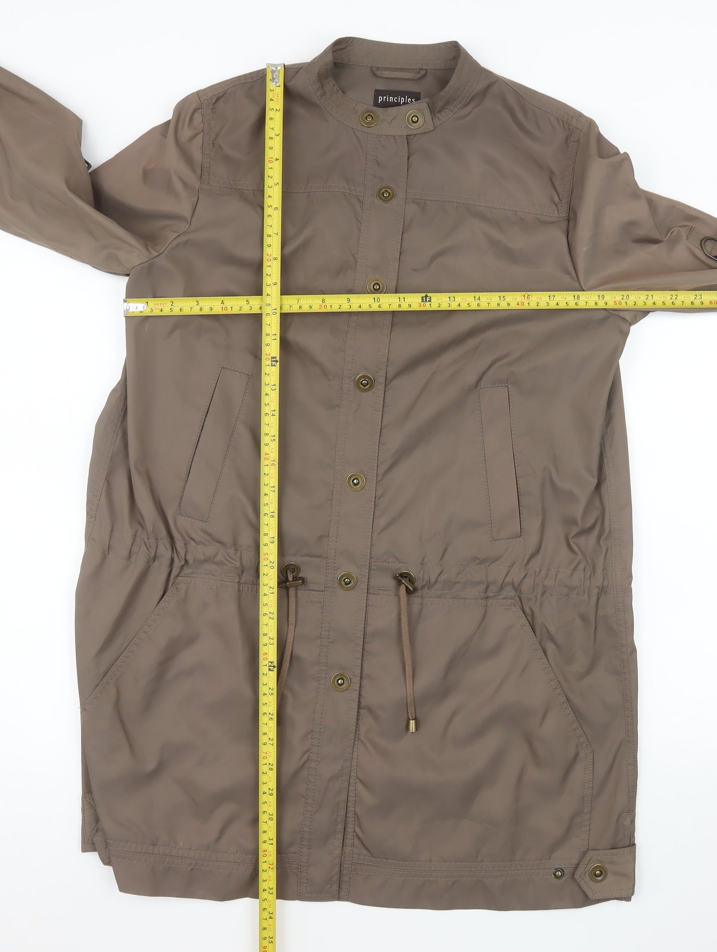 Principles Womens Brown Long Parka Coat Size 12 Lightweight