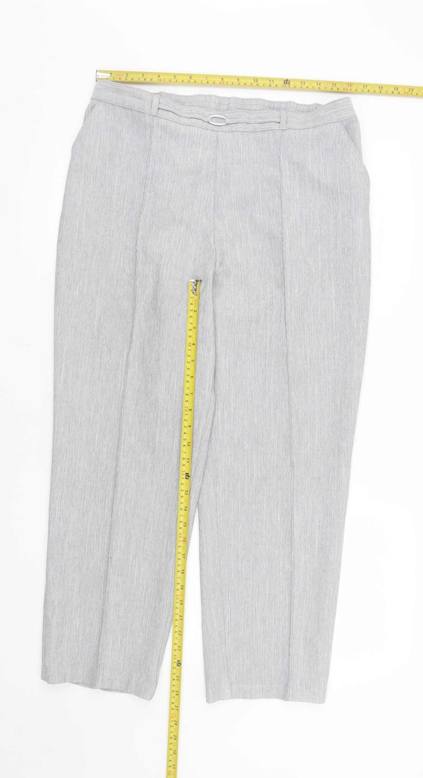 Marks and Spencer Women's Grey Marl Size 16 Straight Leg Trousers