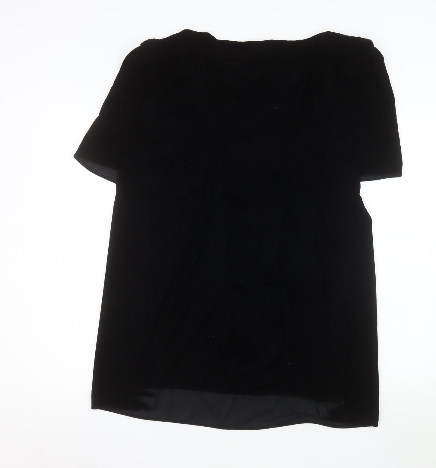 River Island Women Black Size 16 Off Shoulder Velvet Shift Dress