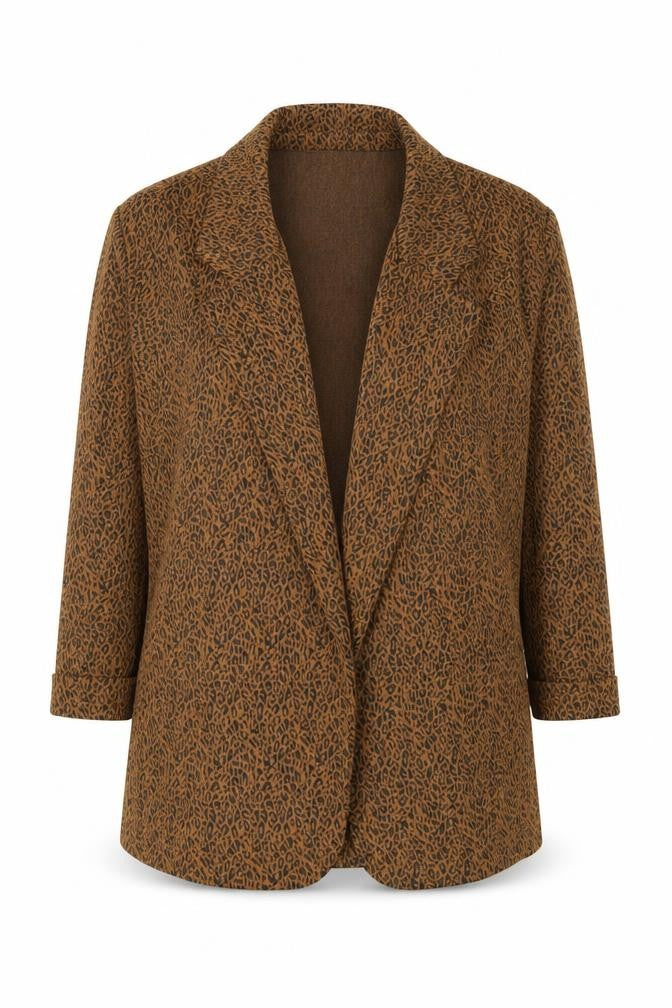 New Look Women Brown Animal Print Regular Fit Blazer UK 10