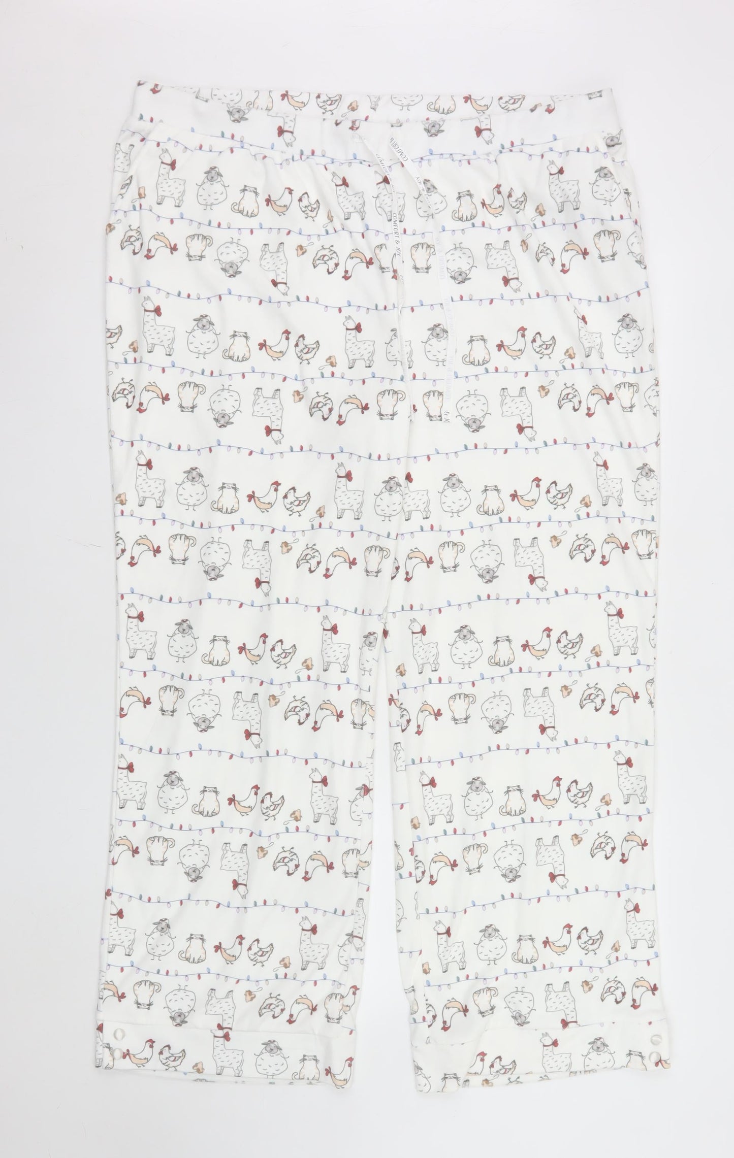 La Vie en Rose Womens White Animal Print Cotton Pyjama Pants 2XL