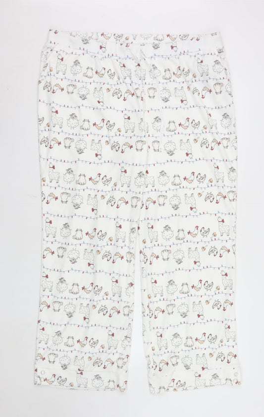 La Vie en Rose Womens White Animal Print Cotton Pyjama Pants 2XL