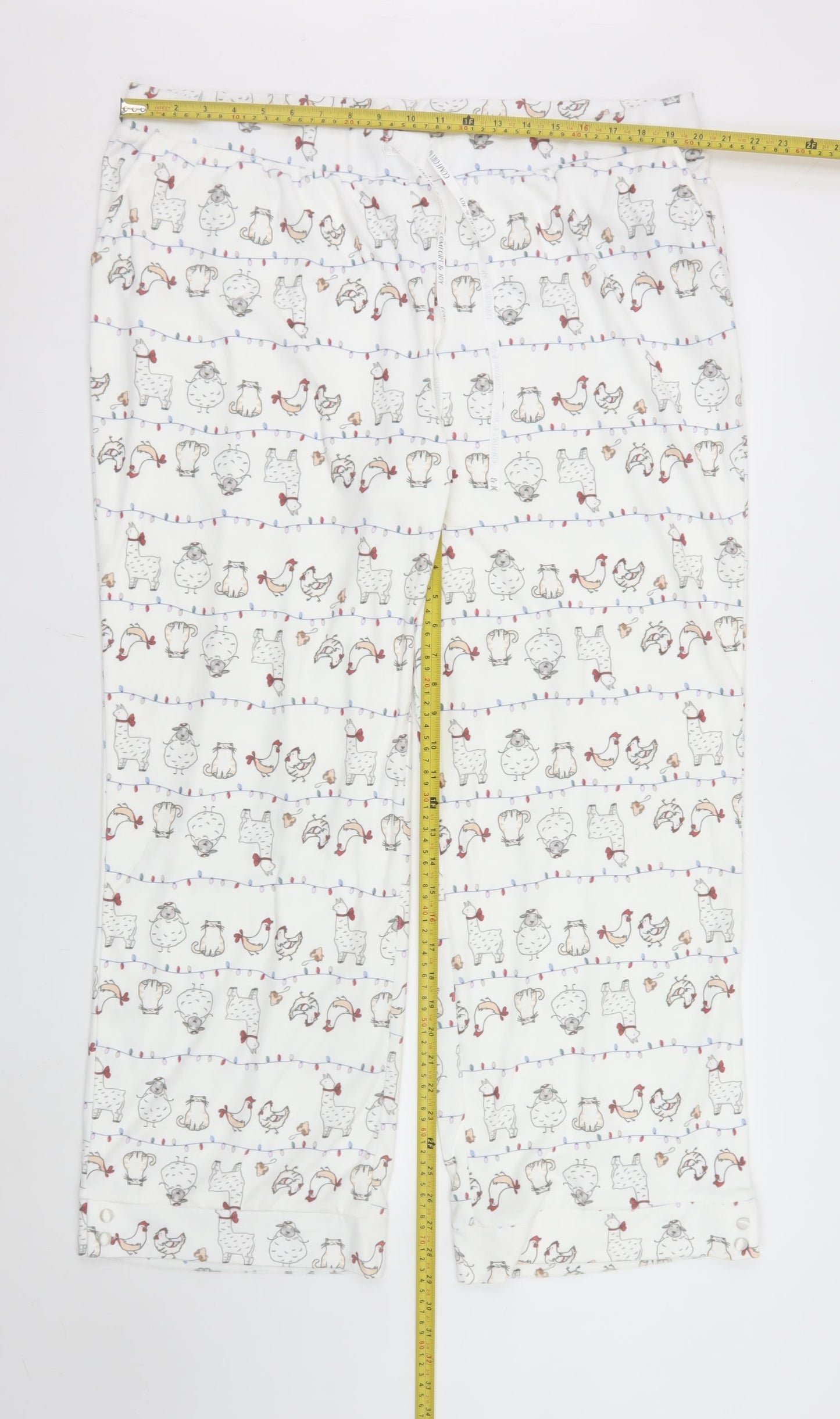 La Vie en Rose Womens White Animal Print Cotton Pyjama Pants 2XL