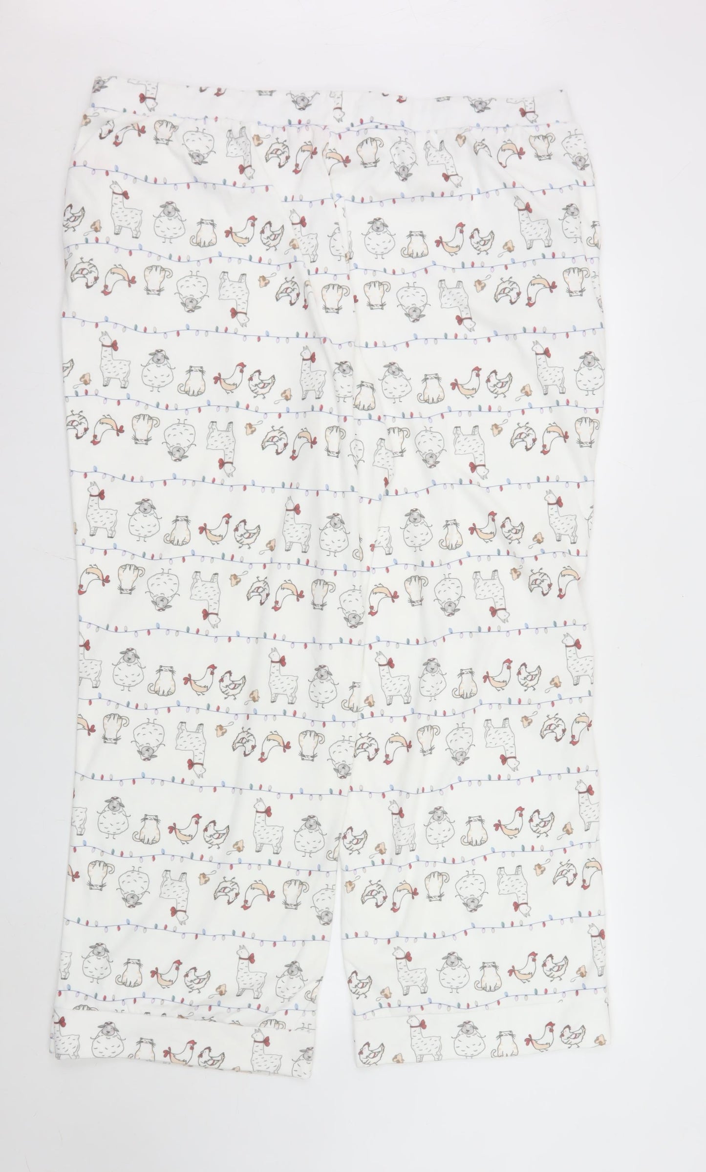 La Vie en Rose Womens White Animal Print Cotton Pyjama Pants 2XL