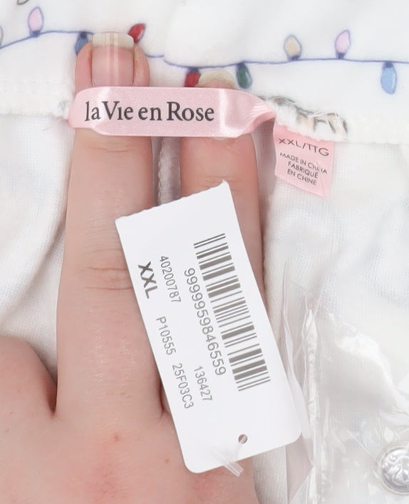La Vie en Rose Womens White Animal Print Cotton Pyjama Pants 2XL