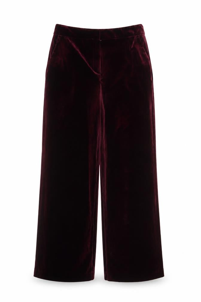 Tu Women’s Purple Velvet Wide-Leg Trousers Size 8