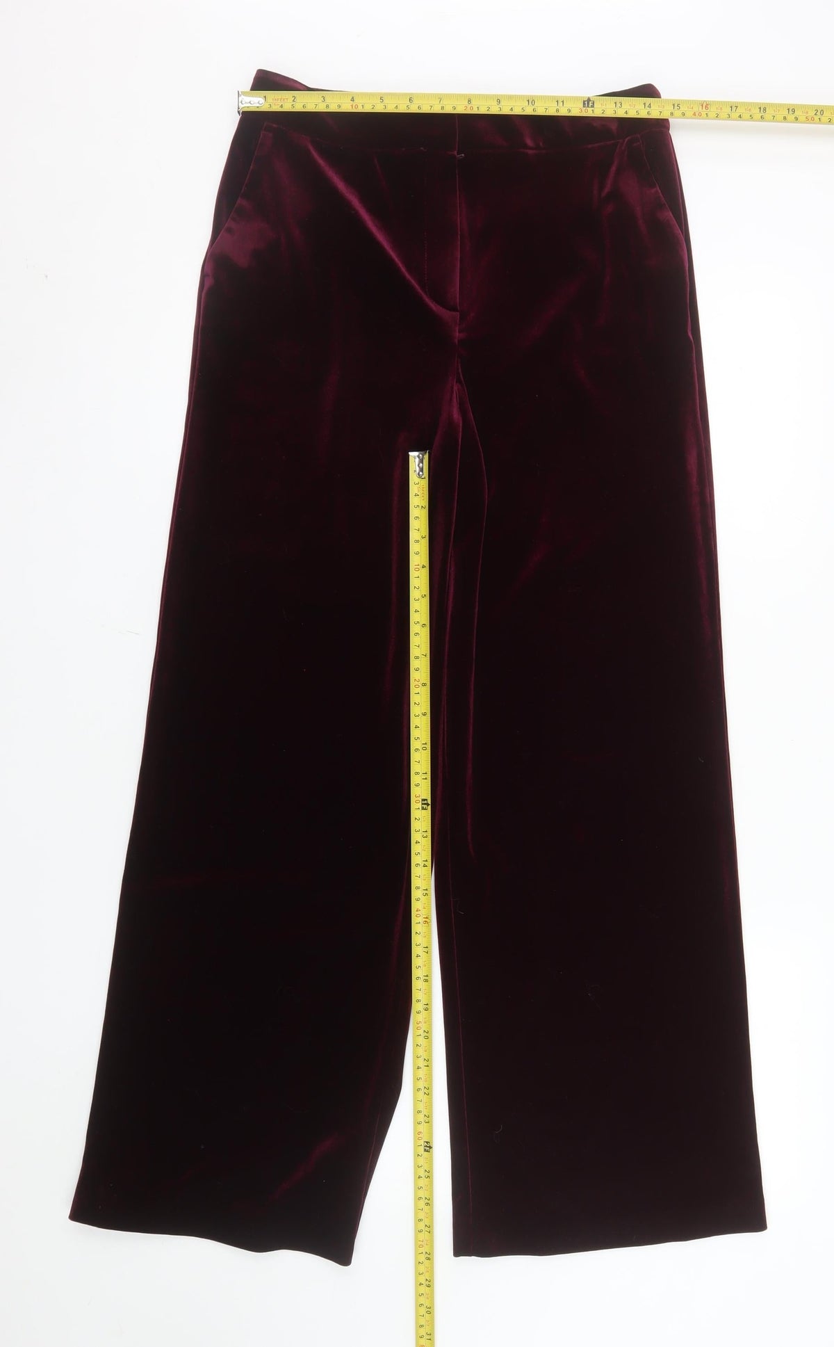 Tu Women’s Purple Velvet Wide-Leg Trousers Size 8