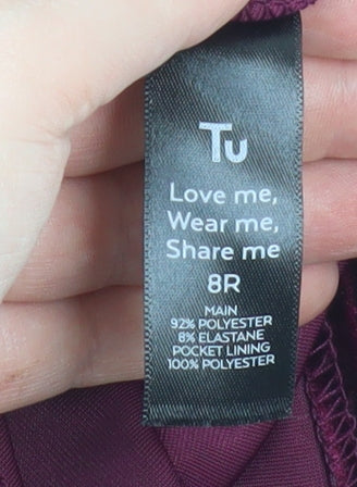 Tu Women’s Purple Velvet Wide-Leg Trousers Size 8