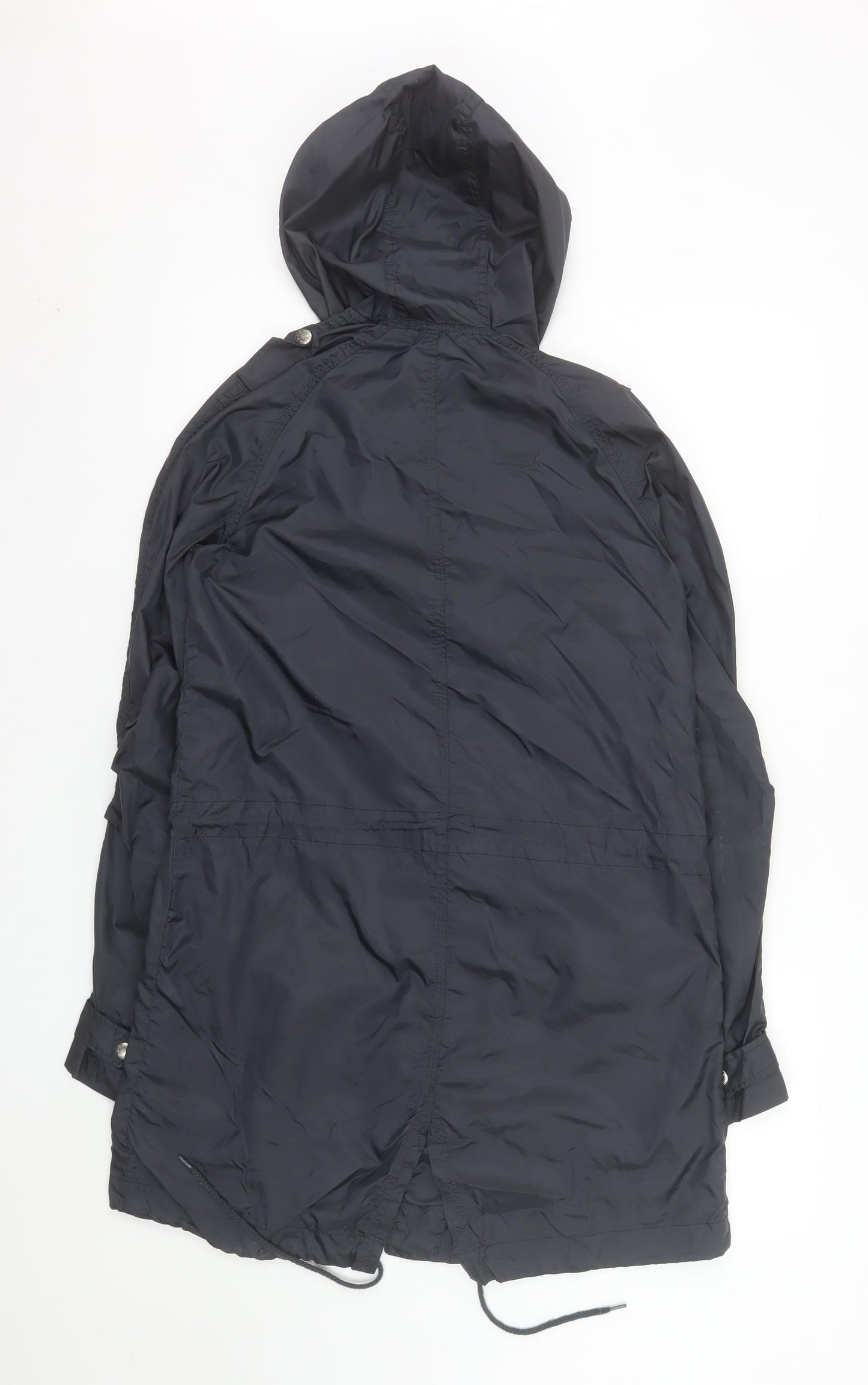 Topshop Women’s Black Hooded Parka Coat Size 8 Long Nylon Jacket