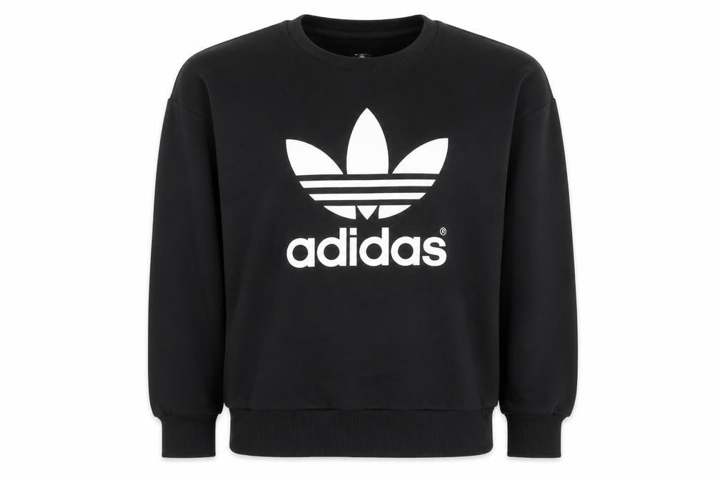 Adidas Womens Black Crew Neck Pullover Sweatshirt Size 10