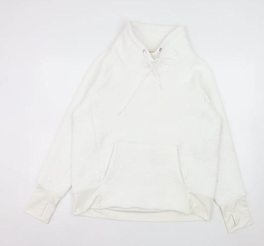 Athleta Womens White Pullover Hoodie Medium Polyester Spandex