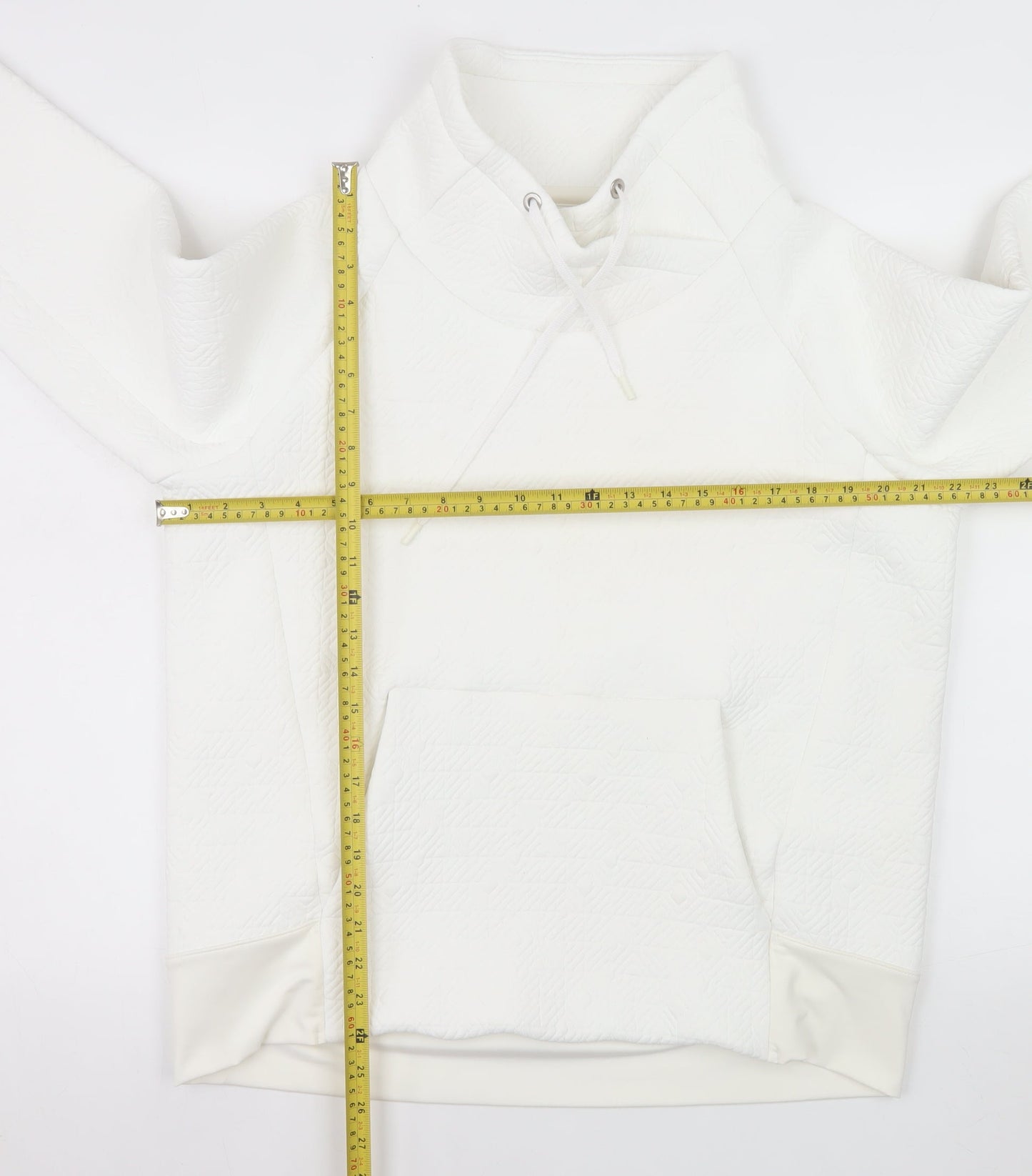 Athleta Womens White Pullover Hoodie Medium Polyester Spandex