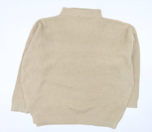 PrettyLittleThing Womens Beige Plus 2XL Chunky Knit Mock Neck Jumper