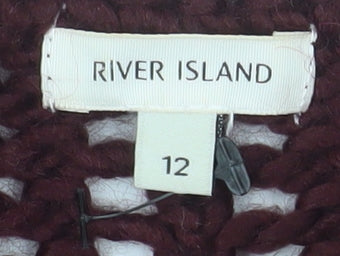 River Island Women Burgundy Open-Knit Jumper Size 12