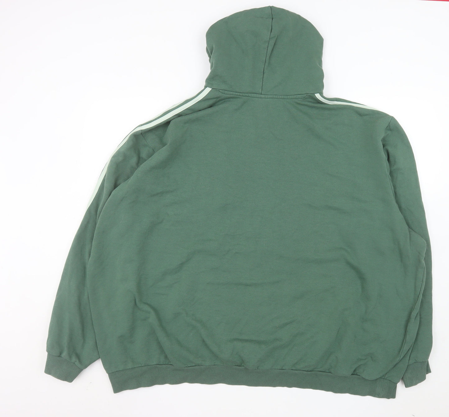 Adidas Womens Green 4XL Pullover Hoodie with Logo Print