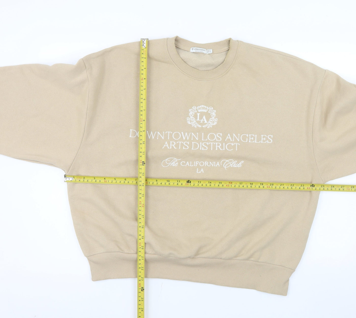 Stradivarius Women Beige Crew Neck Pullover Sweatshirt Size L