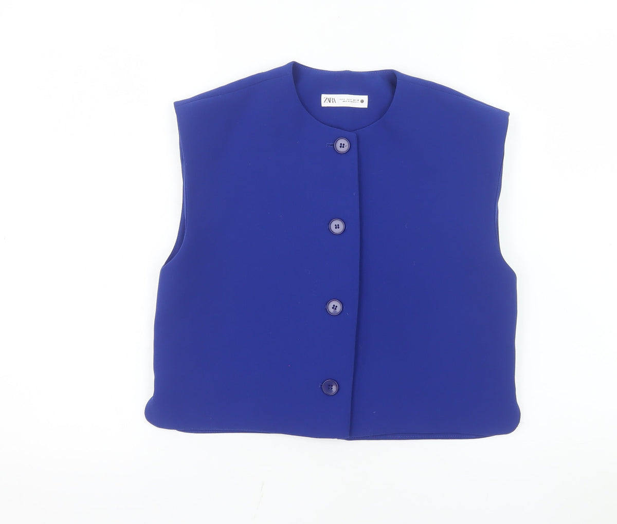 Zara Women Blue Sleeveless Single-Breasted Waistcoat Size 8