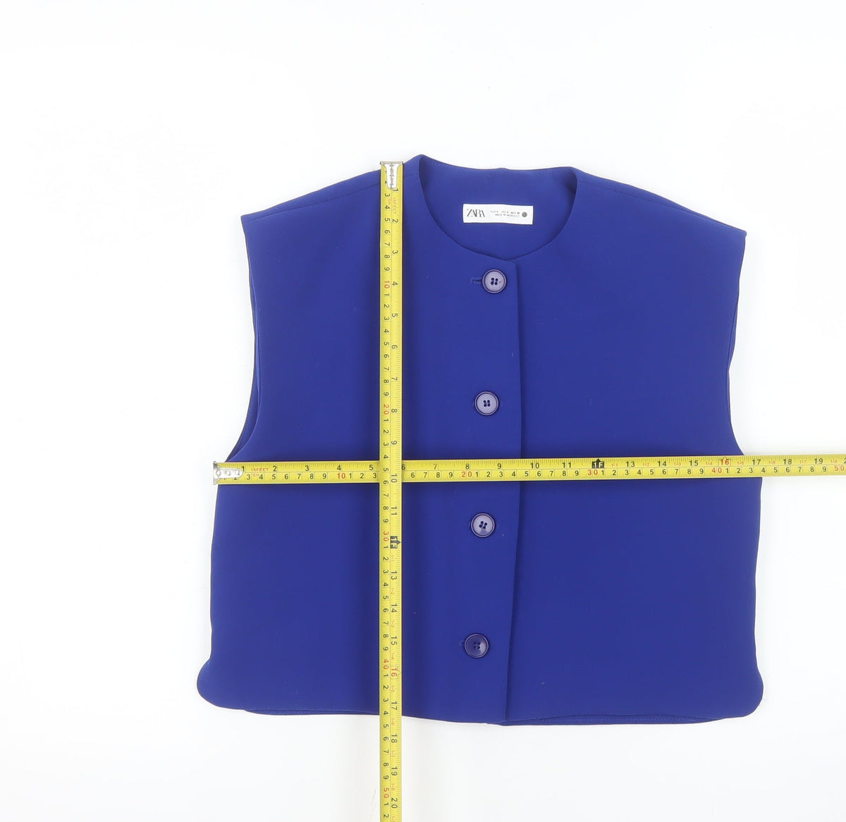 Zara Women Blue Sleeveless Single-Breasted Waistcoat Size 8