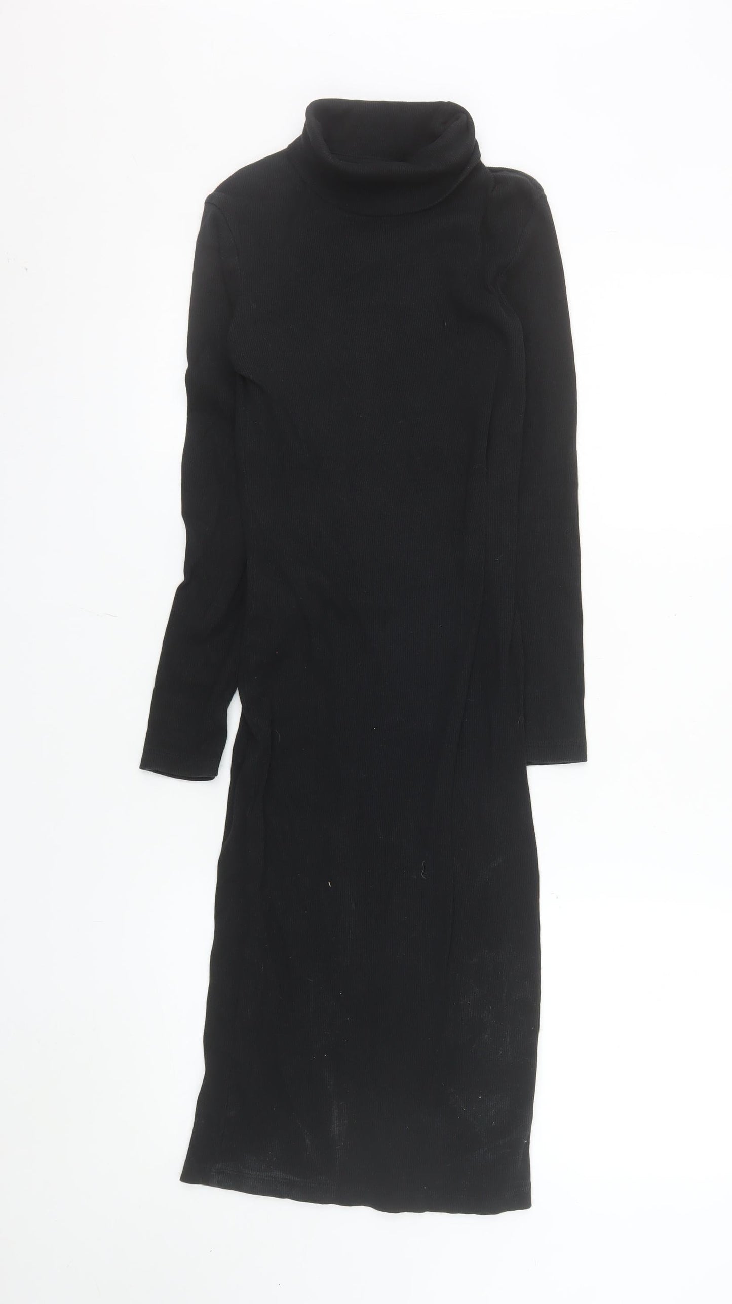 Brave Soul Women's Black Knit Bodycon Roll Neck Midi Dress Size S