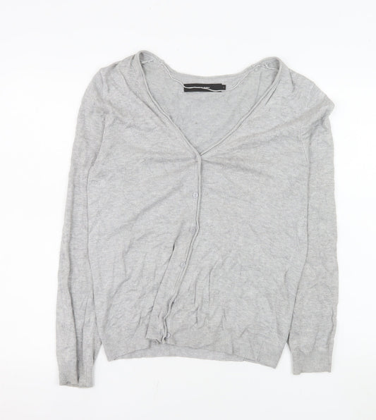 Vero Moda Women Grey V-Neck Long Sleeve Knit Cardigan Size L