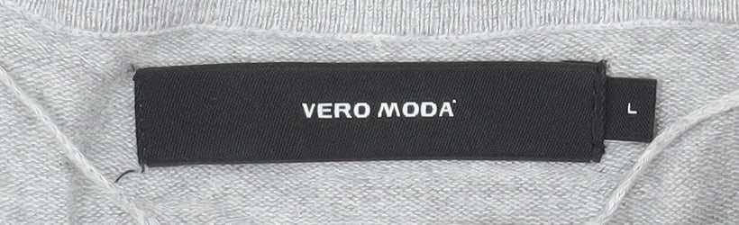 Vero Moda Women Grey V-Neck Long Sleeve Knit Cardigan Size L