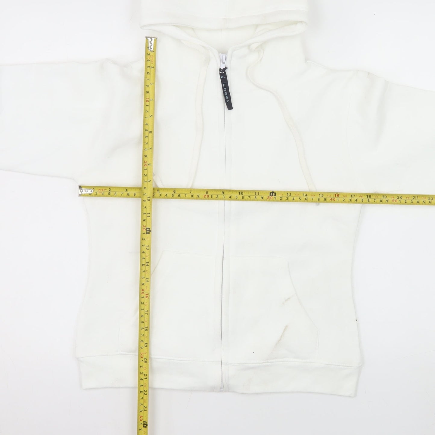 Uneek Ladies White Zip Up Hooded Fleece Jacket Size S