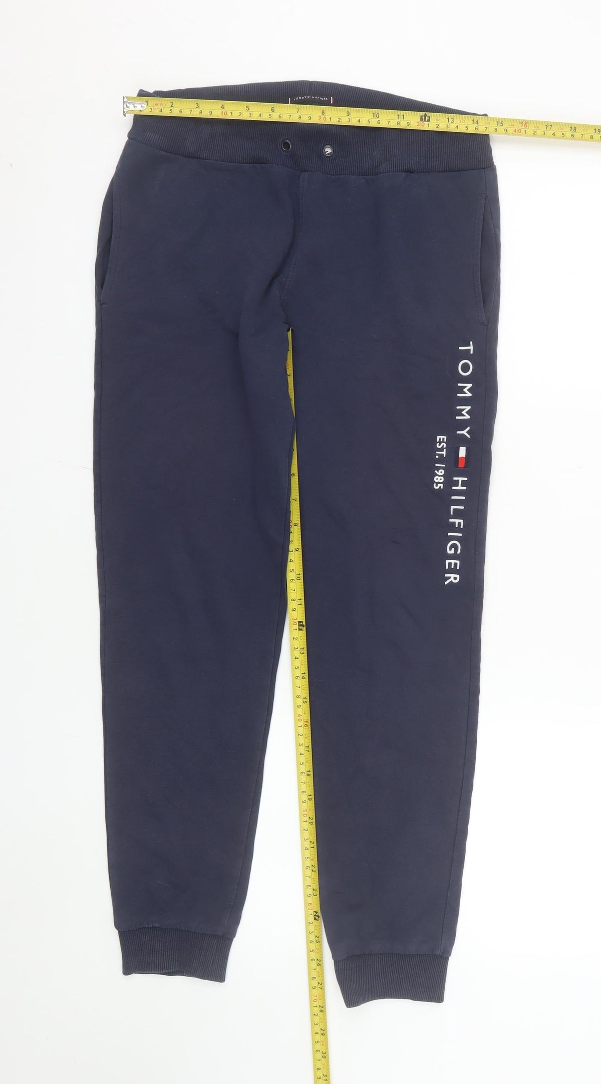 Tommy Hilfiger Boys Blue Jogger Trousers Size 164 Cotton Blend Fleece