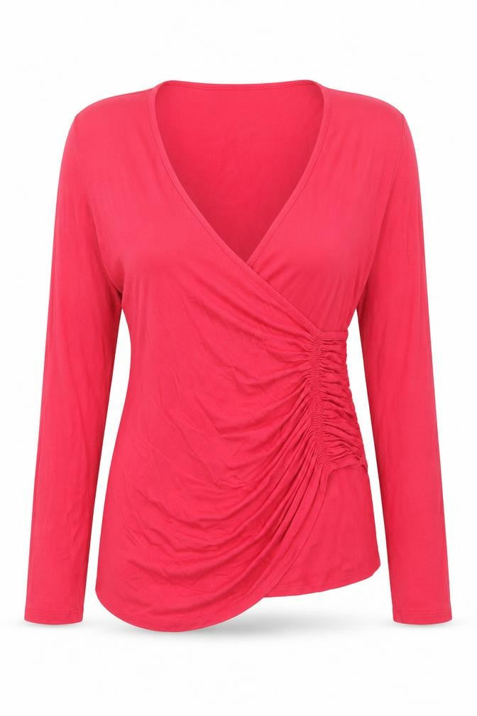 Simon Jeffrey Women’s Red Wrap Blouse UK 12 Long Sleeve V-Neck
