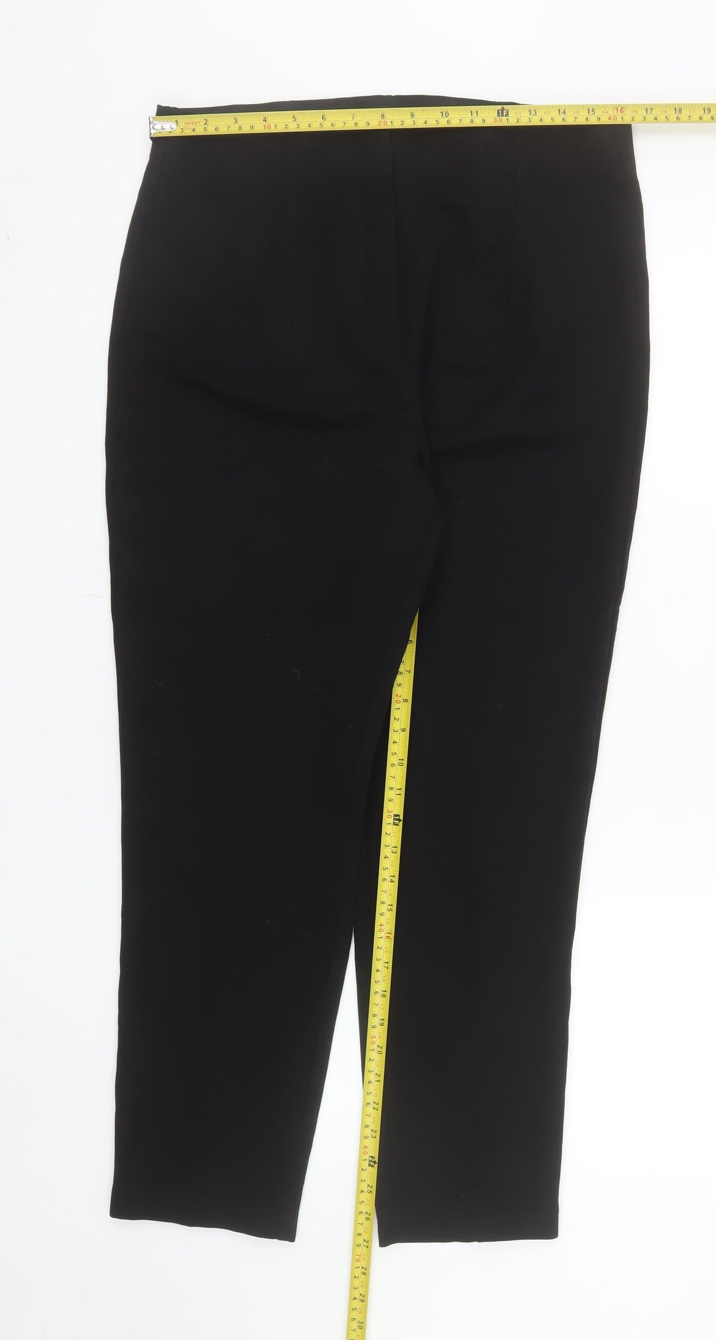 Et Vous Women's Black Size 14 Long Straight Stretch Trousers