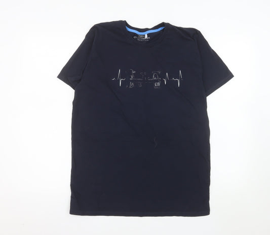 Spreadshirt Premium Men's Navy Graphic Print Cotton T-Shirt L