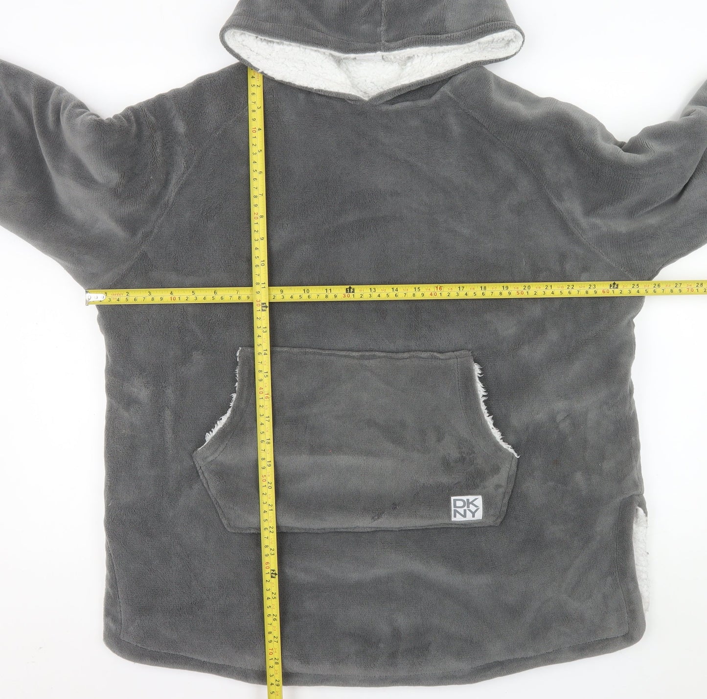 DKNY Boys Grey Fleece Hooded Lounge Nightshirt Size 7-12 Years