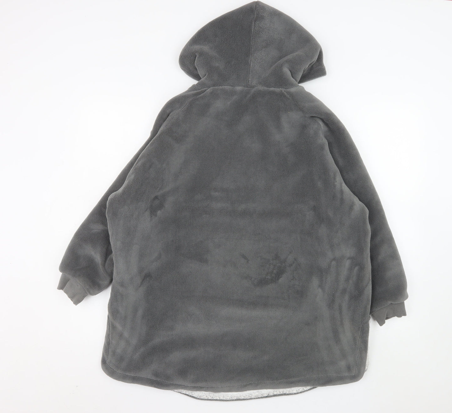 DKNY Boys Grey Fleece Hooded Lounge Nightshirt Size 7-12 Years
