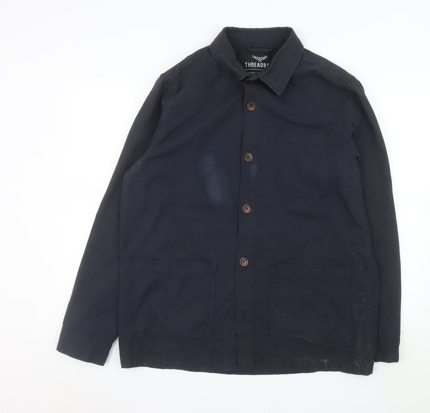 Threadbare Men's Blue Cotton Button-Up Casual Overshirt M