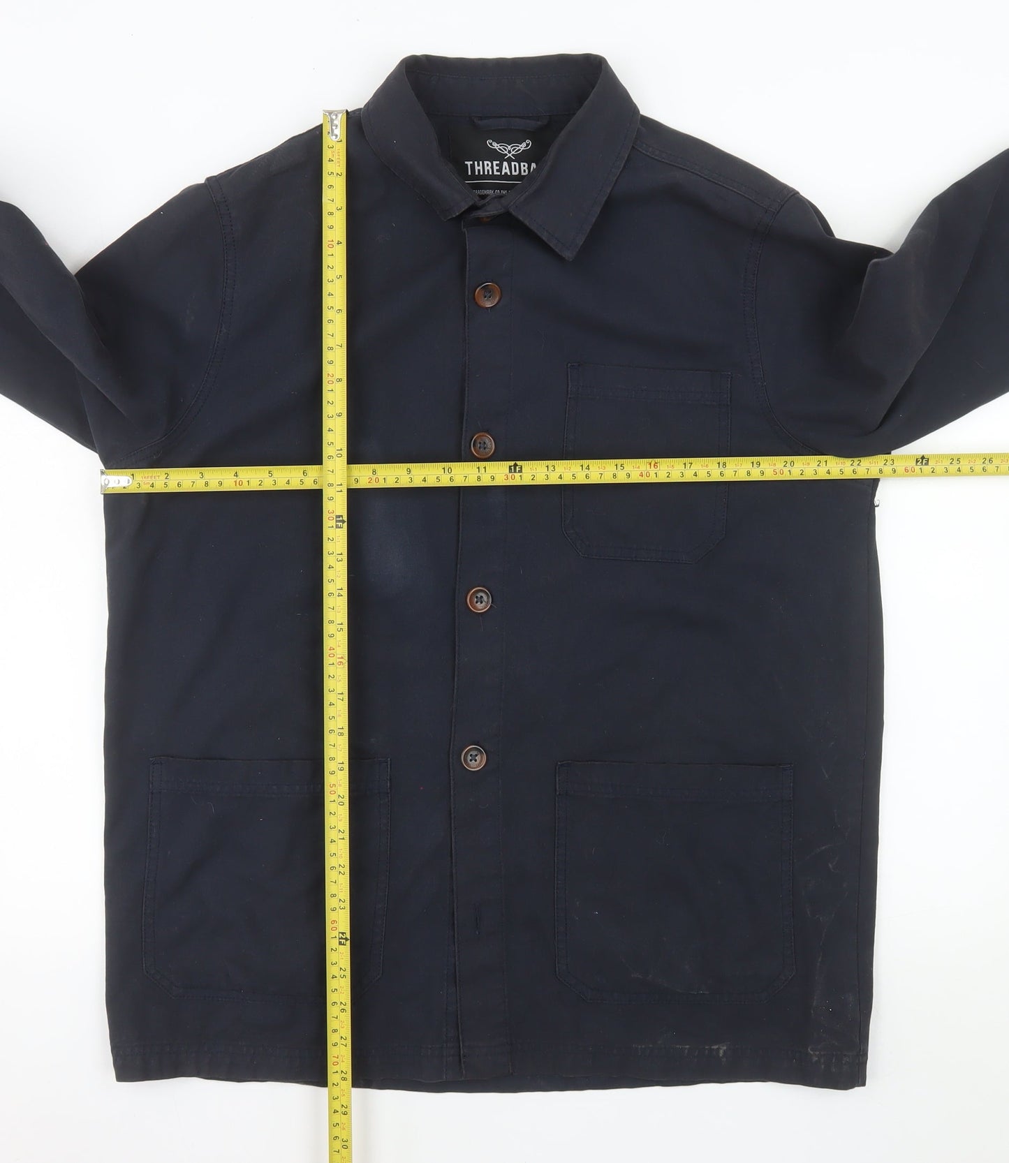 Threadbare Men's Blue Cotton Button-Up Casual Overshirt M