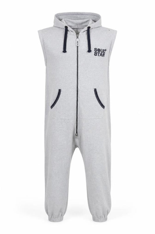 Front view of Soul Star Men's Grey Hooded Zip Sweatpants L Regular Fit
