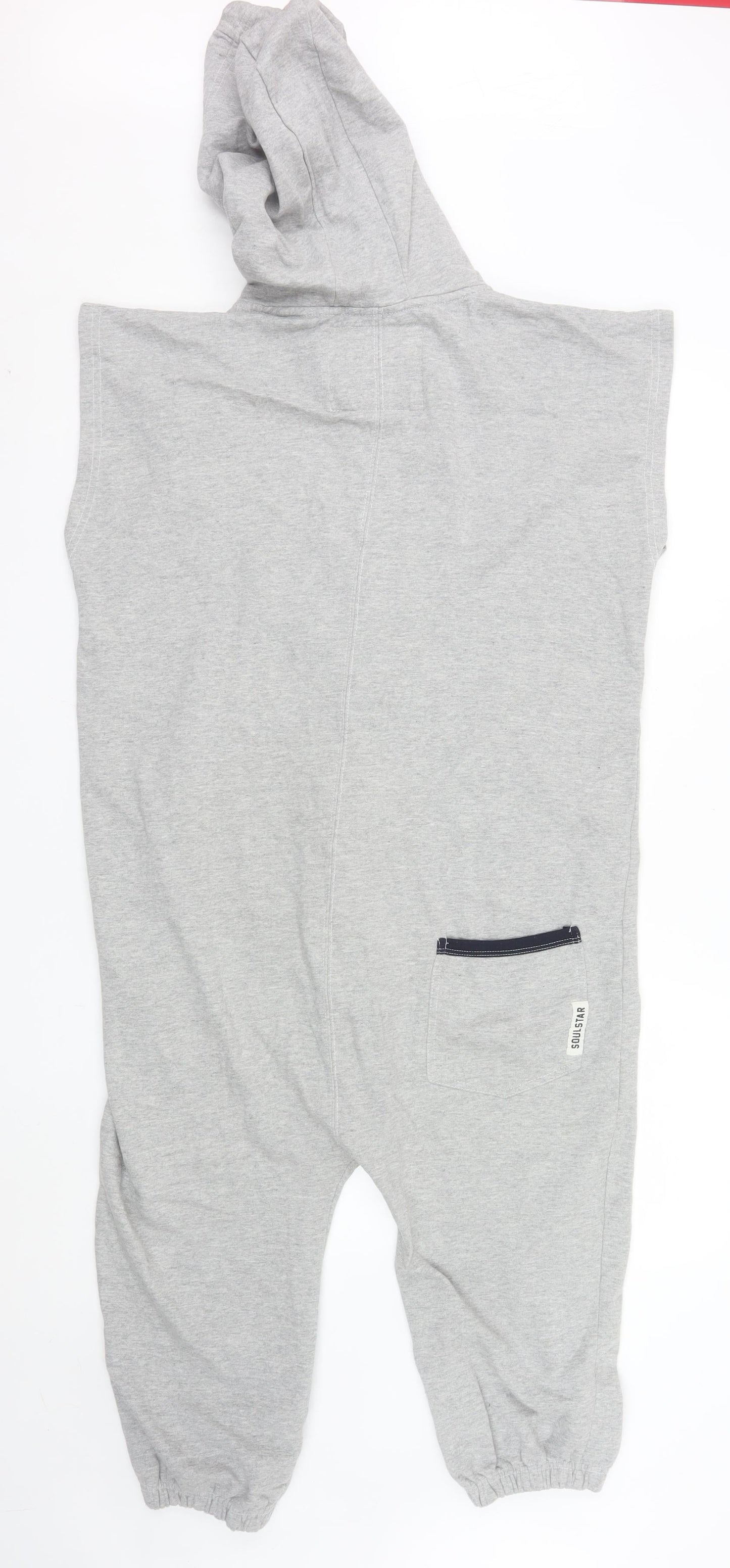 Soul Star Men's Grey Hooded Zip Sweatpants L Regular Fit