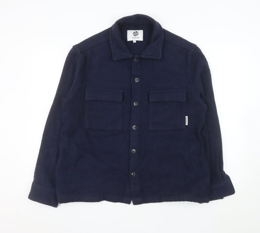 NORDAM Men's Blue Fleece Button Jacket Size L Casual Mid-Length