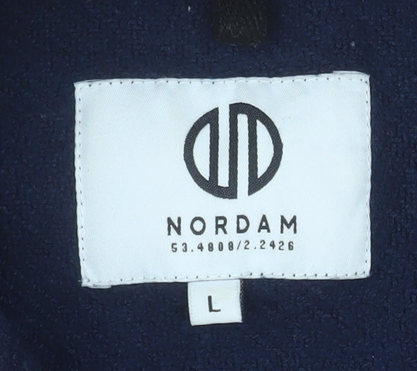 NORDAM Men's Blue Fleece Button Jacket Size L Casual Mid-Length